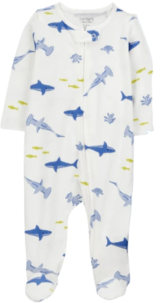 Osito "Carter´s", algodón, blanco con tiburones - comprar online