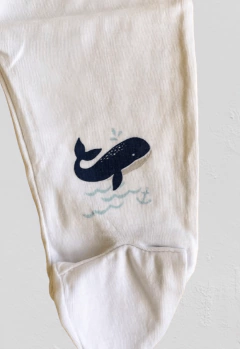 Conjunto "Old Bunch" - 2 piezas, blanco con ballenas en azul - tienda online