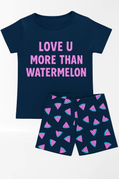 Pijama "PClub" - Little Girl - Negro con sandias - comprar online
