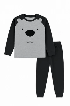 Pijama "Marcela Koury" - Remera gris con carita + calza negra (talle chico) - comprar online