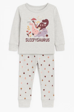 Pijama "Carter´s". 2 piezas gris con dinosaurios rosas - comprar online