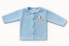 Campera "Old Bunch" - Celeste, de peluche, con botones y perrito bordado - comprar online