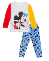 Pijama "Disney" - Baby Boy - Mickey remera blanca 28, mangas de colores, pantalón celeste con caritas - comprar online