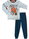 Pijama "Elemento" - Celeste clarito y azul con mounstro "Rock it" - comprar online