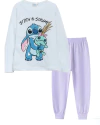 Pijama "Disney" - Little Girl - 2 piezas en algodón Stich remera blanca con muñeco y pantalón lila - comprar online