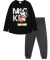 Pijama "Disney" - Mickey remera negra con letras blancas y pantalón gris oscuro - comprar online