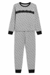 Pijama "Lencatex" - Talle adulto - Ideal adolescentes. Gris claro con corazones negros - comprar online