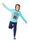 Pijama "Elemento" - Celeste y azul con "Movie Night"