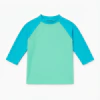 Remera UV "Licor de miel" - Little Boy - Verde, manga 3/4 celeste