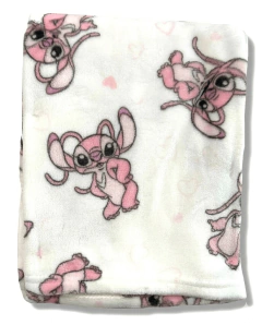 Manta "Disney" - De peluche blanca y rosa con Stich - comprar online
