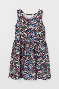 Vestido H&M - Big Girl - Negro con florcitas de colores