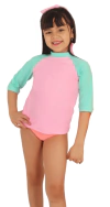 Remera UV "Licor de miel" - Big Girl - Rosa, manga 3/4 verde agua