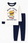 Pijama "Carter´s". 2 piezas blanco y azul con hamburguesa - comprar online