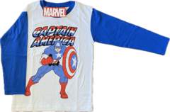 Pijama "Marvel" - Blanco y azul francia con Capitan América estampado - comprar online