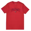 Remera "Tommy Hilfiger" - Roja con logo estampado cursiva y detalle bordado - comprar online