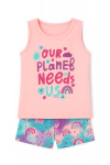 Pijama "Marienitas" - Musculosa rosa + short multicolor arco iris - comprar online