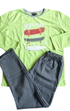 Pijama "Natubel" - ABRIGADO !!! Verde con Skates