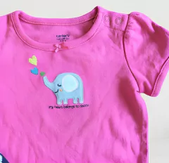 Conjunto "Carter´s" - 2 piezas body fucsia elefante + calza azul lunares - comprar online