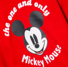 Pijama "Disney" - Remera cara Mickey roja y pantalón gris con logos - Lupeluz