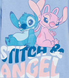 Pijama "Disney" - 2 piezas en algodón Stich y Angel remera lila y pantalon lila de otro tono - Lupeluz
