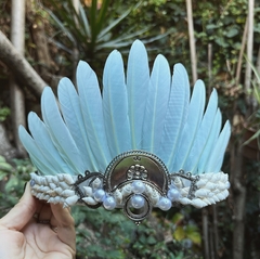 Aqua Boho Feathers Crown