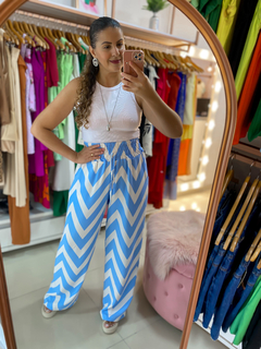 Calça pantalona estampa geométrica - comprar online