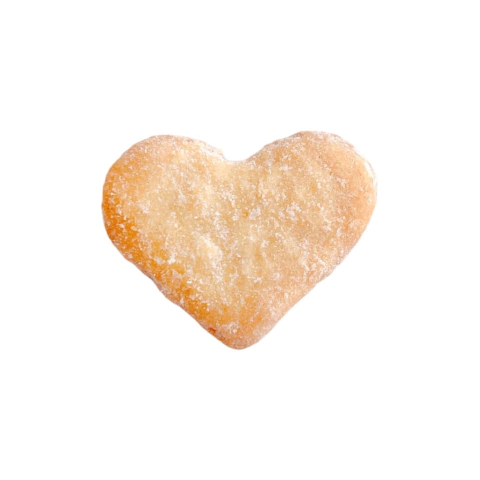 zoom de um biscoito de côco no formato de coração