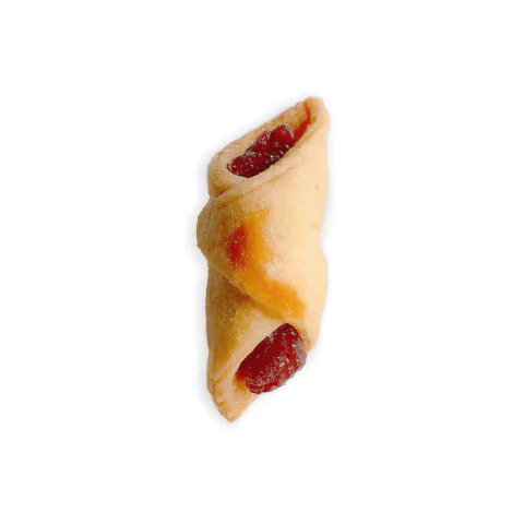 zoom do biscoito amanteigado com recheio de goiabada em formato de folheado