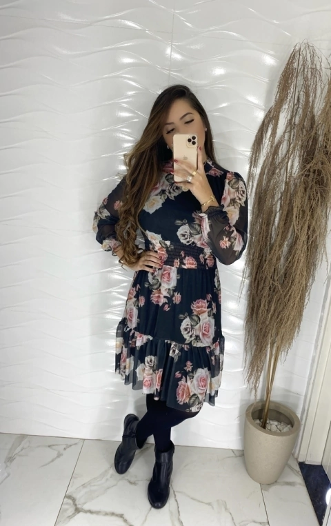 Vestido Tule - Floral