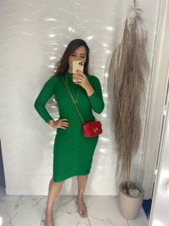 Vestido Canelado Ribana - Manga Longa na internet