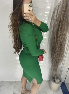 Vestido Canelado Ribana - Manga Longa - Vestorelli