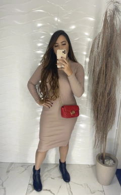 Vestido Canelado Ribana - Manga Longa - loja online