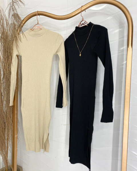 Vestido Tricot Modal - Fenda Lateral