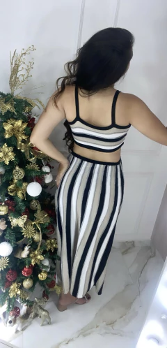 Vestido Tricot Aberto - Listras - loja online