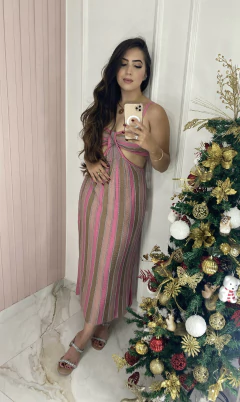 Imagem do Vestido Tricot Aberto - Listras