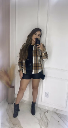 Jaqueta Flanelada Xadrez- Marrom