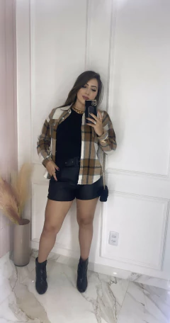 Jaqueta Flanelada Xadrez- Marrom - comprar online