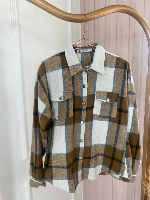 Jaqueta Flanelada Xadrez- Marrom - comprar online