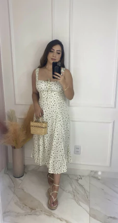 Vestido Fenda Midi Alcinha - Floral - Vestorelli