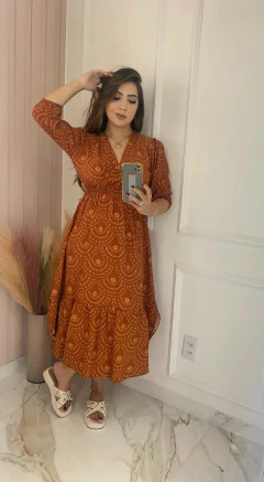 Vestido Estampado - Manga 3/4