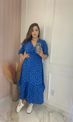 Vestido Estampado - Manga 3/4 - loja online