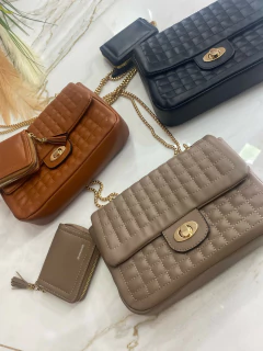 Bolsa + Carteira - Corrente Dourada Grande