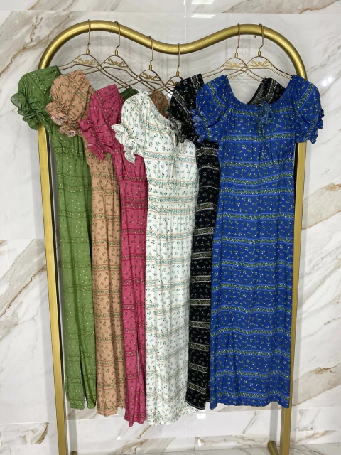 Vestido Manguinha Camponesa - Floral