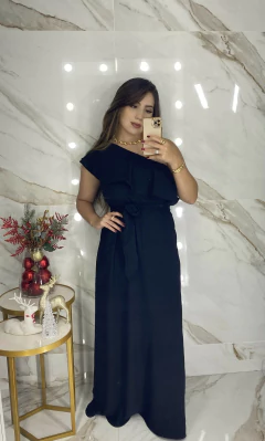 Vestido Babados com Faixa- Longo na internet