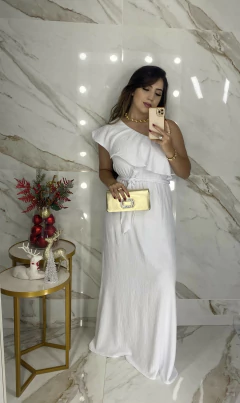 Vestido Babados com Faixa- Longo - loja online