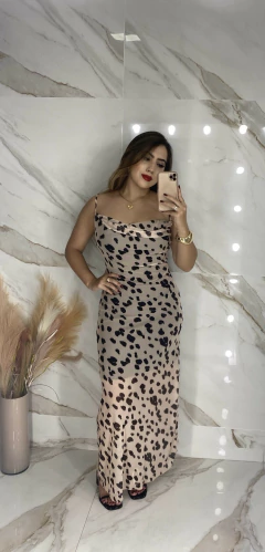 Vestido Tule Cow Print - Decote degagê