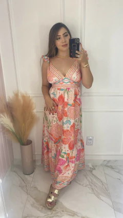 Vestido Alça Babados - Estampado - comprar online