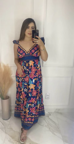 Vestido Alça Babados - Estampado - Vestorelli