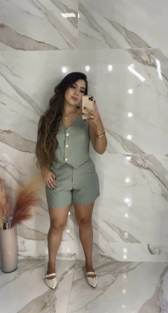 Conjunto Short e Colete Marrant - Botões Dourados - loja online