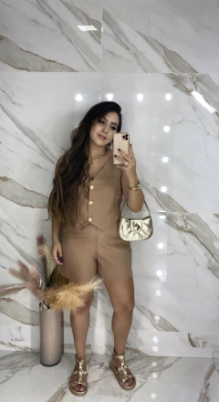 Conjunto Short e Colete Marrant - Botões Dourados - Vestorelli